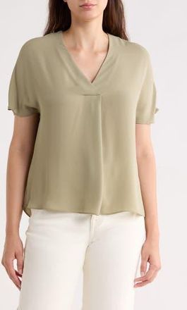 Elie Tahari V-Neck Short Sleeve Top in Sage at Nordstrom Rack, Size X-Small