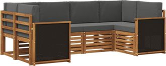vidaXL Conjunto De Sof&aacute;s De Exterior 5 Uds. Natural Y Antracita Vidaxl