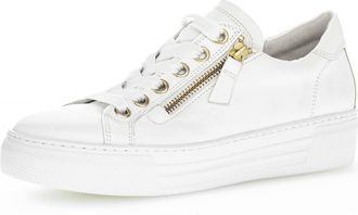 Gabor Women Trainers, Ladies Low-Tops,Removable Insole,Platform Sole,Low Shoe,Street Shoe,lace up Shoe,Leisure,White (Weiss/Platino),37.5 EU / 4.5 UK