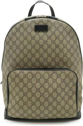 Gucci Pre-owned Backpacks, male, Beige, Size: ONE SIZE Pre-owned GG Supreme Coated Canvas Backpack