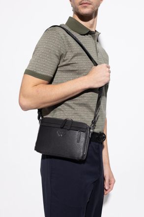 Emporio Armani Shoulder Bag With Logo, Mens, Black