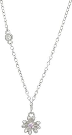 Savvy Cie Jewels Silver Cz Station Necklace Necklace