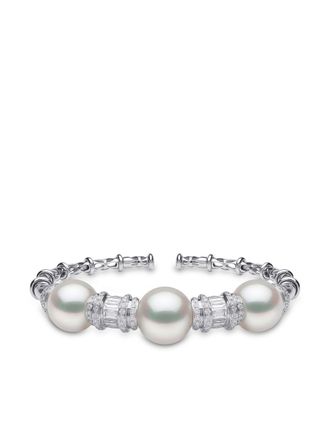 Yoko London 18kt white gold Mayfair pearl and diamond bangle - Silver
