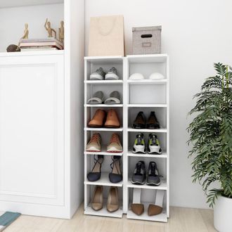 vidaXL Vidaxl - Muebles Zapateros 2 Uds Contrachapada Blanco 27,5x27x102 Cm