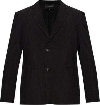 Emporio Armani Blazer met dubbele split achter - Heren - Blazers - Zwart - M - Polyester - Jassen