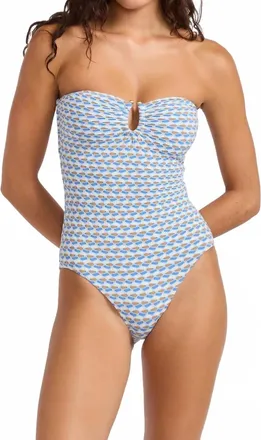 Seafolly Mala Ring Front Bandeau One Piece In Powder Blue