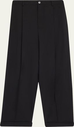 Marni Mens Wool Pleated Wide-Leg Trousers