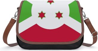 Generic Flag of Burundi Leather Crossbody Bags for Women Messenger Handbag Purse Shoulder Bag