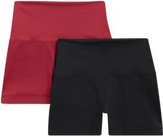 Yogalicious 2-Pack Lux Everyday Elastic-Free High Waist Bike Shorts in Tibetan Red/black at Nordstrom Rack, Size X-Small