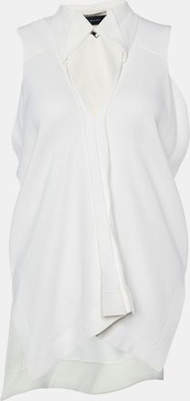 Roland Mouret White Crepe Sleeveless V Neck Top