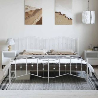 Berkfield Home Metal Bed Frame with Headboard & Footboard White 183x213 cm