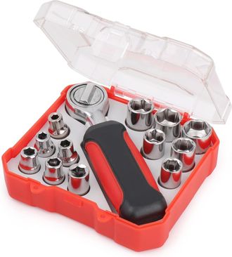 OEM Juego De 13 Llaves De Vaso M&eacute;tricas De &frac14;, Con Trinquete Y Estuche Transparente