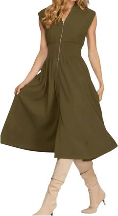 She + Sky Annabelle Corduroy Dress In Olive