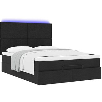 vidaXL Estructura Cama Otomana Colch&oacute;n Tela Negro 140x200cm Vidaxl