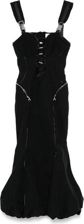 Marine Serre Abito lungo con effetto stropicciato - Nero