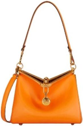 Etro Leren Mini Tas met Metalen Sluiting - Dames - Schoudertassen - Oranje - ONE Size - Leer - Tassen