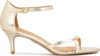 Kazar Gouden sandalen met volledige hak en lage hak - Dames - Sandalen met hakken - Geel - 37 EU - Leer - Schoenen