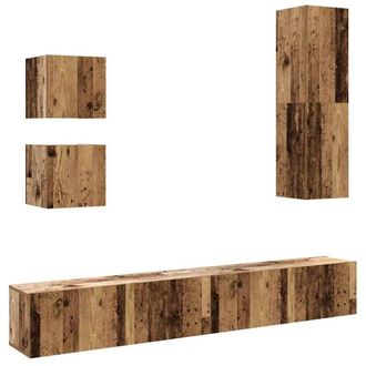 Berkfield Home 5 Piece TV Cabinet Set Wall-mounted Old Wood Engineered Wood in Brown