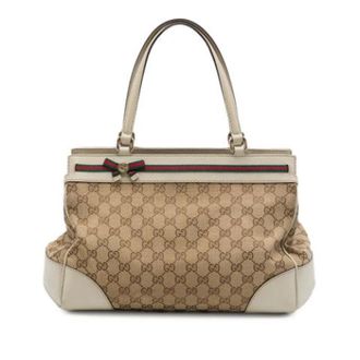 Gucci Vintage, unisex, Beige, ONE Size, Leer, Pre-owned Vintage Canvas Tote