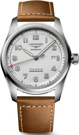 Longines Spirit Automatic Silver Dial Leather Strap Mens Watch L3.811.4.73.2