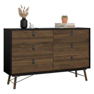 Dmora Dmora - Aparador Anturio, Buf&eacute; De Sal&oacute;n, Aparador De Sal&oacute;n, Despensa De Cocina, 150x40 H95 Cm, Negro Y Nogal