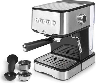 Lacor 69256 - Cafetera Espresso Con 2 Salidas De Caf&eacute; Y Funci&oacute;n De Calentar/espumar La Leche, Apta Para Caf&eacute; Molido Y C&aacute;psulas Ese, 21x265x30 Cm - Lacor