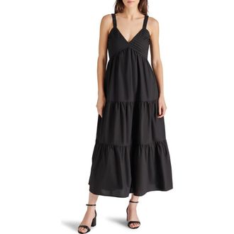 Steve Madden Eliora Tiered Cotton Sundress in Black at Nordstrom Rack, Size X-Large