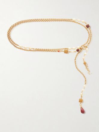 Saint Laurent Cintura A Catena In Metallo Dorato E Resina Cassandre - Oro