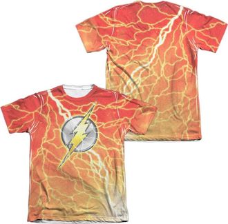 Gildan Justice League of America Lightning Logo (Front/Back Print) Adult 65/35 Poly/Cotton Short Sleeve Tee / T-Shirt