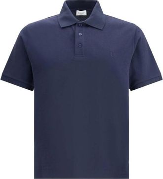 Saint Laurent Polo Shirts, male, Blue, Size: XL Cassandre Cotton Polo Shirt