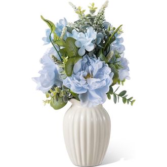 Glitzhome 18H Blue Peony & Hydrangea with Ceramic Vase Centerpiece at Nordstrom, Size Medium