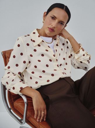 Contemporaine Womens Polka-dot satin loose shirt