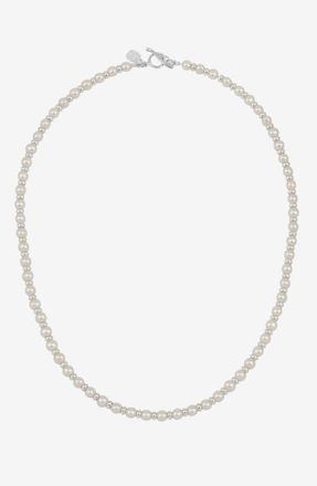Dower & Hall Mens White Pearl Halo Necklace in Sterling Silver at Nordstrom, Size 20