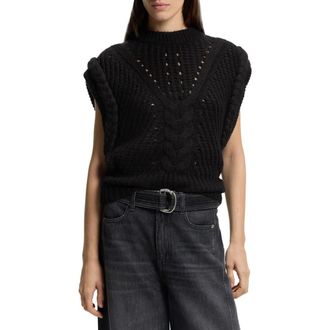 Boss Orange by Hugo Boss Fastina Cable Stitch Sleeveless Sweater in Black at Nordstrom, Size X-Large