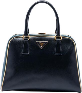 Prada Pre-owned Prada Bicolor Saffiano Vernice Pyramid Frame Handbag Ladies IK4U23OEIHNS2O0Y