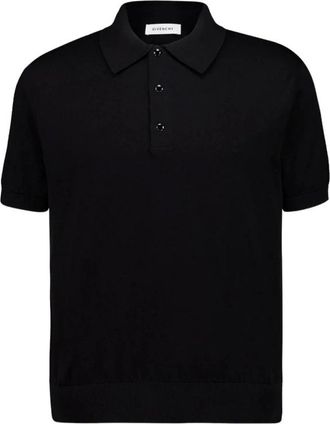 Givenchy Tops, Heren, Zwart, M, Katoen, Gebreid poloshirt