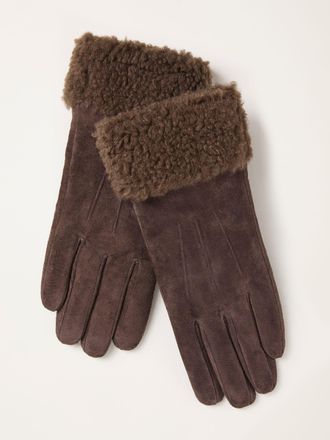 Fat Face FatFace Chocolate Brown Suede Gloves