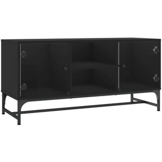 vidaXL Mobile Porta TV con Ante in Vetro Nero 102x37x50 cm vidaXL