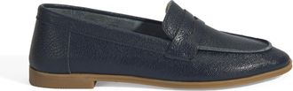 Desa Womens Leather Slip-Ons - Flat Heel, No Closure | Dark Blue - 36