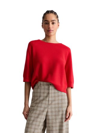 Marc O'Polo Denim Rundhalspullover MARC OPOLO DENIM, Damen, Gr. XL, carmine rot, Obermaterial: 100% Baumwolle, normal, Rundhals, B&uuml;ndchen, Pullover Rundhalspullover, 3/