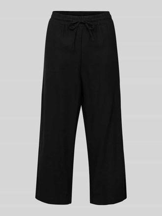 Freequent Wide Leg Leinenculotte mit Tunnelzug Modell Lava in Black, Gr&ouml;&szlig;e L