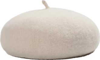 Generic Women Girl Winter Beret Vintage Artist Warm Wool Beanie Hat Plain Hats Solid Color Elegant Lady Caps, White, One Size