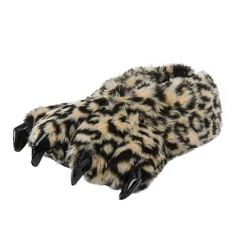 Generic Slippers Women Women And Men Cute Cartoon Slippers Warm Soft Home Slippers Indoor Leopard Pattern Novelty Slippers (Coffee, 7.5)