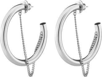 Demarson Womens Miley Hoops Earrings In Silver