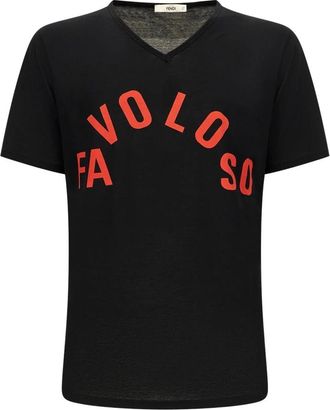 Fendi T-Shirt - Heren - Tops - Zwart - Maat: M Katoen