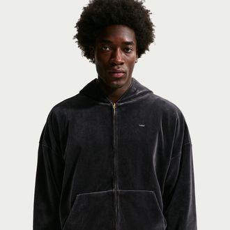 Nike Mens LeBron Velour Full-Zip Basketball Hoodie in Black | IM0635-010