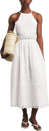 Frame Denim Paisley Eyelet Midi Dress In White