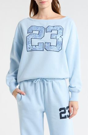 Vinyl Icons 23 Appliqu&eacute; Fleece Sweatshirt in Light Blue at Nordstrom Rack, Size X-Small