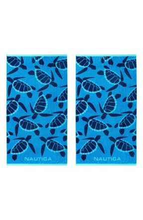 Nautica Set of 2 Cotton Blend Terry Beach Towels in Medium /Dark Blue at Nordstrom Rack
