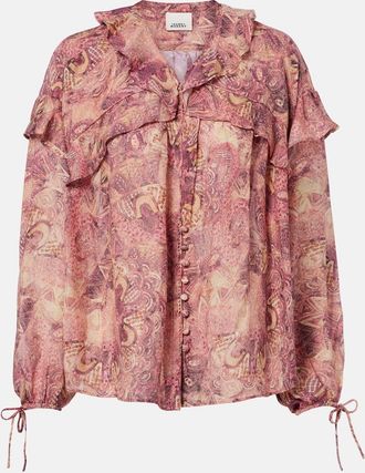 Isabel Marant Charis printed ruffled silk blouse